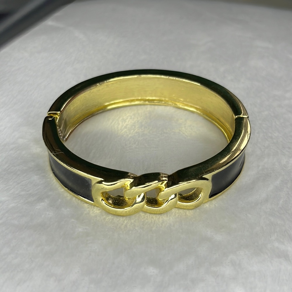 Black and gold magnetic latch bracelet